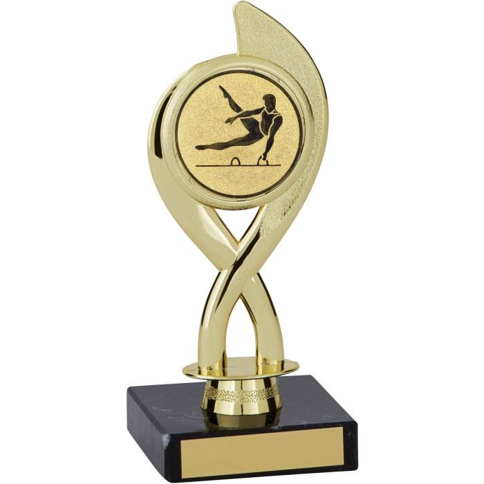  7'' SWIRL PLASTIC GYMNASTICS TROPHY - CHOICE OF CENTRE